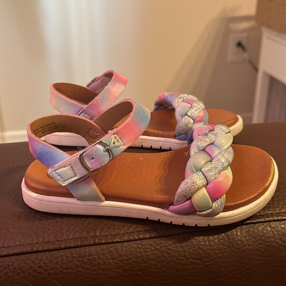 Pink and blue sandals with Velcro